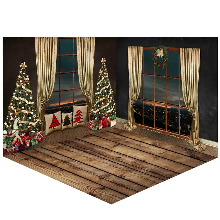 Avezano Christmas Photography Backdrop Room Set-AVEZANO